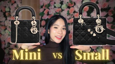 my lady dior vs small lady dior size|lady dior mini vs small.